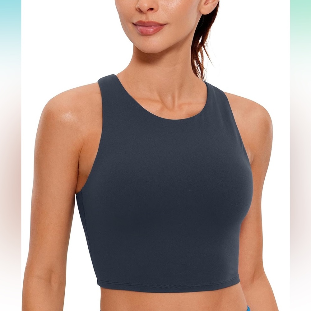 CRZ YOGA Charcoal High Neck Crop Top